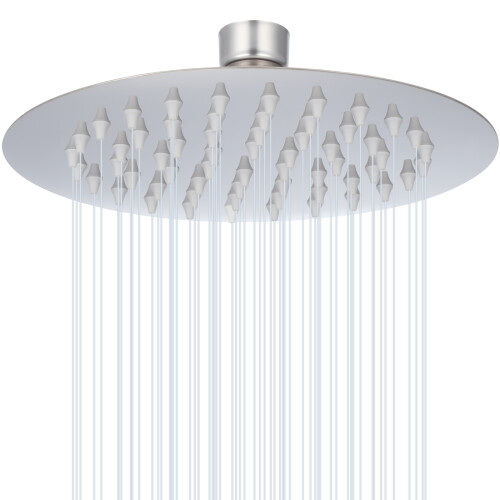 2Pcs Stainless Steel Round Shower Head Silver 360 Adjustable Rainfall