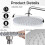 2Pcs Stainless Steel Round Shower Head Silver 360 Adjustable Rainfall 7