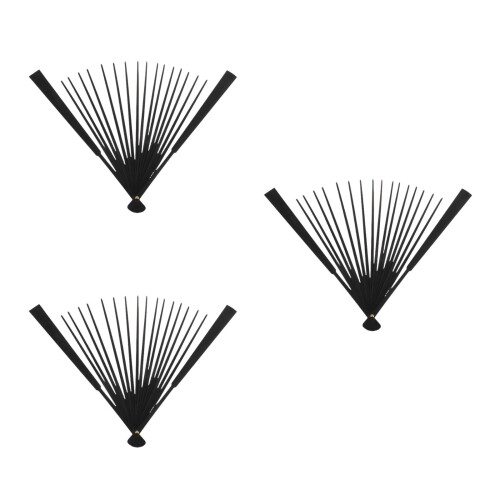 3Pcs Durable Black Wood Fan Frame DIY Handheld Foldable Fans 2
