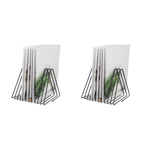 2Pcs Triangle Metal Wire File Folder Rack Black Adjustable Desk Sorter 2