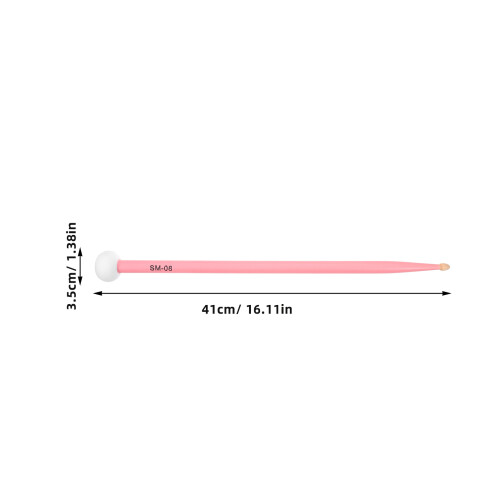 1Pair Pink Felt Head Drumsticks Maple Wood Drum Mallets for Drum Kits 2