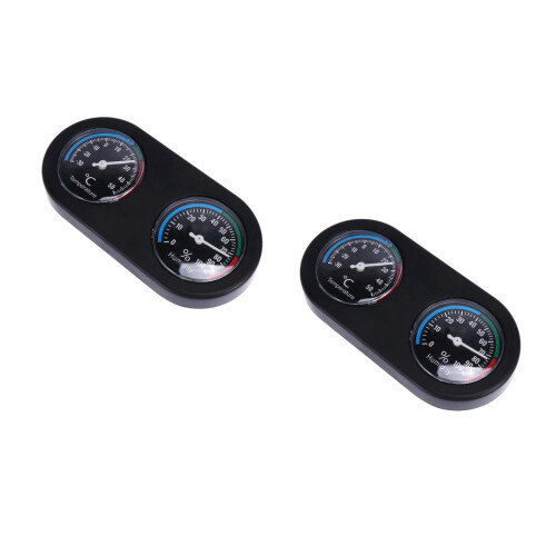 2Pcs High Precision Black Reptile Terrarium Hygrometer Thermometers 2