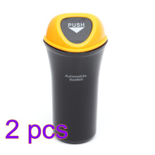 2Pcs Yellow Car Bin Leakproof Auto Trash Can with Space Saving Clip