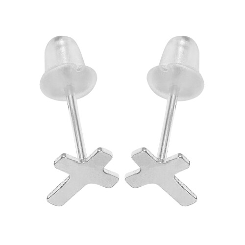 5Pcs Silver Cross Stud Earrings Lightweight for Daily Wear 1