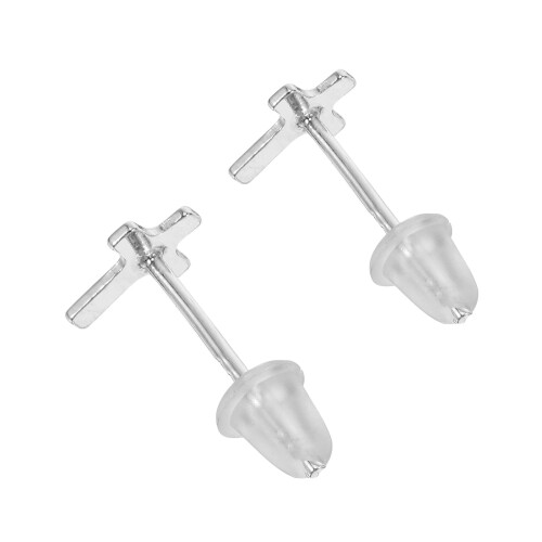 5Pcs Silver Cross Stud Earrings Lightweight for Daily Wear 2