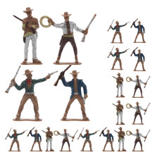 60Pcs Western Cowboy Action Figures Plastic Miniatures for Home Decor