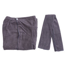 2Pcs Grey Men Bath Skirt Microfiber Absorbent Wearable Home Bathrobe