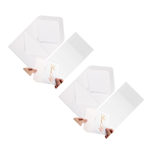 100Sets Small White Paper Envelopes and Folded Cards for Invitations 2
