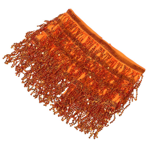 4Pcs Soft Polyester Orange Dance Waist Accessories with Sequins 2