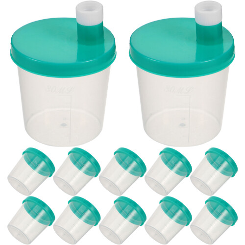 120Pcs Green Plastic Urine Sample Cups Screw Caps for Labs