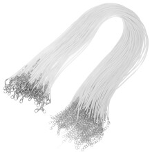 150Pcs Waxed Necklace String White with Clasp for DIY Jewelry Pendants