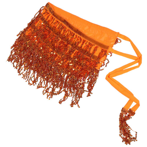 4Pcs Soft Polyester Orange Dance Waist Accessories with Sequins 1
