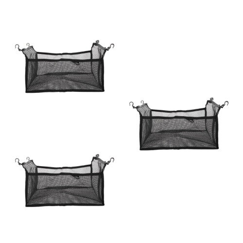 3Pcs Outdoor Camping Table Foldable with Mesh Storage Net Black Sturdy 2