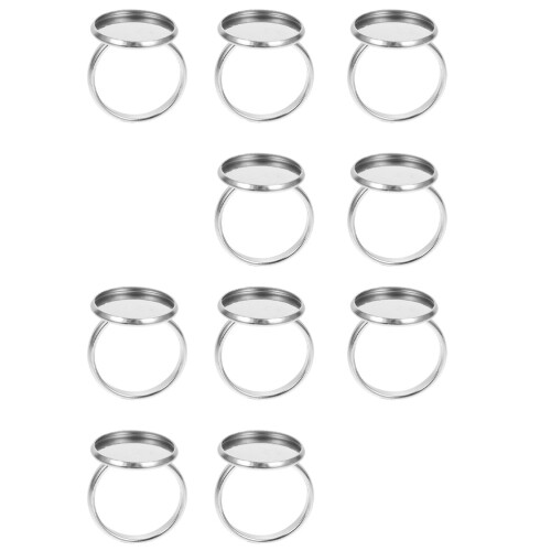 20Pcs DIY Adjustable Silver Stainless Steel Ring Bases Holder 2