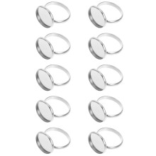 20Pcs DIY Adjustable Silver Stainless Steel Ring Bases Holder