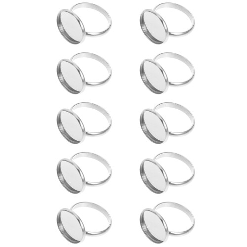 20Pcs DIY Adjustable Silver Stainless Steel Ring Bases Holder