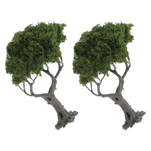 4Pcs Mini Landscape Tree Models Green Plastic Iron Wire for Diorama