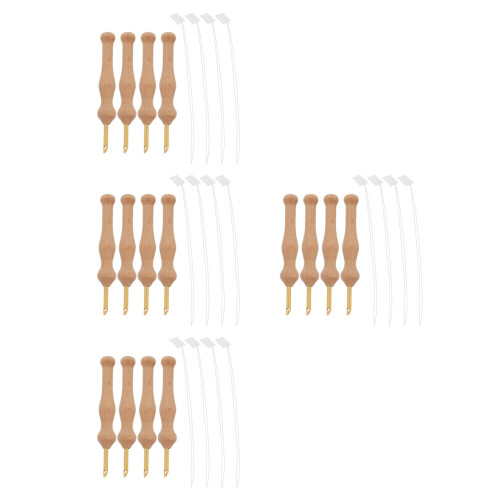 16Sets Embroidery Needlework Kit Wood Handle Punch Needle for Home DIY 2