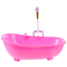2Pcs Pink Plastic Doll Shower Pool Electric Bathtub with Spray Toy