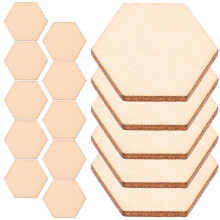 200Pcs Beige Wooden Hexagon Craft Pieces for Home Decor and Painting