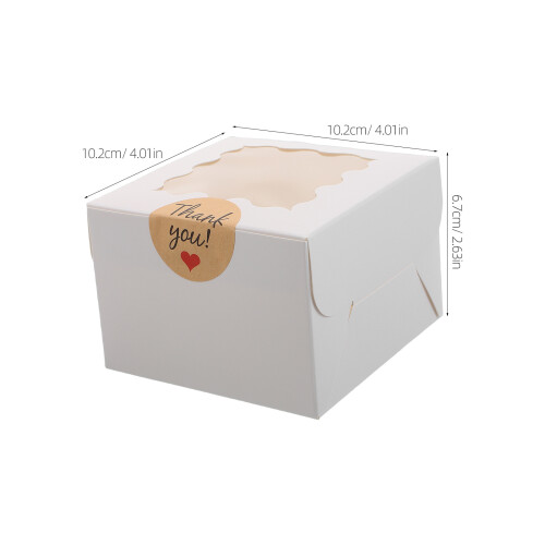 50Pcs Sturdy White Bakery Boxes with Window and Thank You Stickers 1