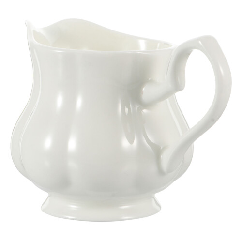 2Pcs White Ceramic Sauce Jug Milk Pitcher for Coffee and Syrup 1