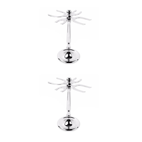 2Pcs Metal Razor Brush Stand Silver Bathroom Organizer Durable Holder 2