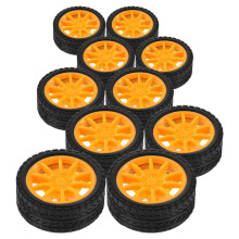 20Pcs DIY Orange Rubber Car Wheels for Kids Model and Science Toys