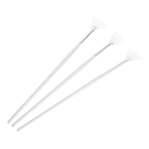 6Pcs Fan Shape Facial Mask Applicator Brushes with Long Handle White
