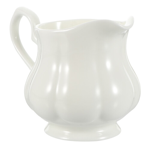 2Pcs White Ceramic Sauce Jug Milk Pitcher for Coffee and Syrup 2