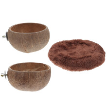 2Sets Tropical Style Brown Coconut Shell Pet Food Storage Feeding Bowl
