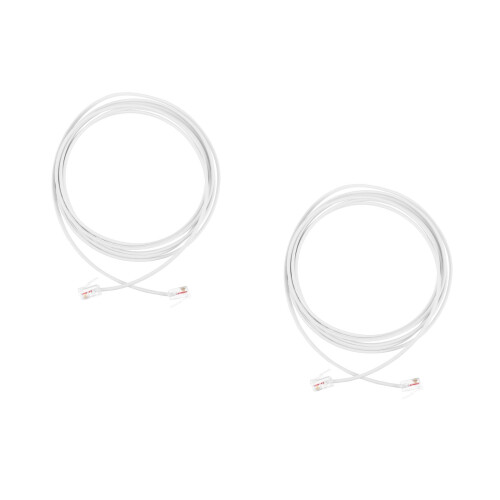 2Pcs Flat Telephone Cable 2-Core White PVC Wire with Rj11 Connector 2