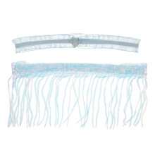 5Pairs Sky-Blue Wedding Lace Garter Set with Adjustable Fit for Bride