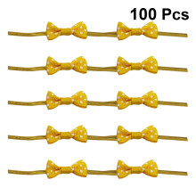 200Pcs Yellow Food Sealing Ties Bowknot Design Flexible Bag Clips