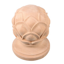 2Pcs Solid Wood Carved Stair Finials Beige Decorative Post Toppers