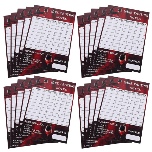 60Pcs Red Wine Tasting Party Cards Paper Professional Evaluation Notes