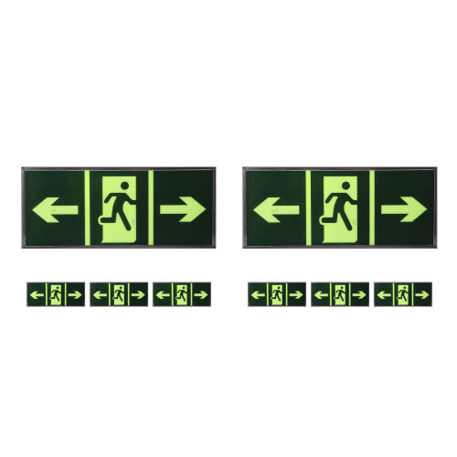 8Pcs Glow in Dark Exit Direction Stickers Durable Acrylic Safety Signs 2