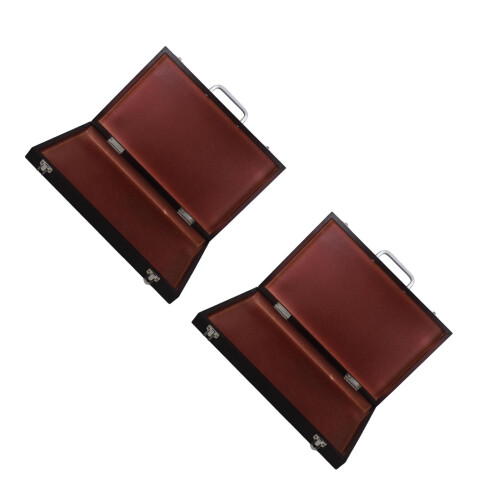 2Pcs Lightweight Walnut Wood Paint Box Artist Tool Storage Case 2