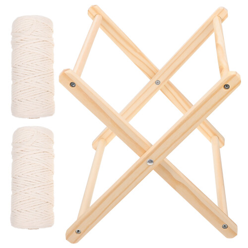2Sets Macrame DIY Woven Wooden Rack Stylish Handmade Storage Rack 2