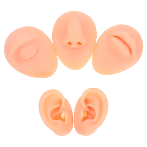 5Sets Silicone Oor Modellen Oefenmodel Khaki Realistische Piercing 2
