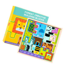 2Pcs Early Education Wooden Animal Blocks Toy Cartoon Shape Puzzle