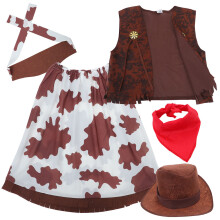 3Sets Kinder Western Party Set Hoed Vest En Bandana in Assorti Kleuren