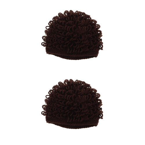 2Pièces Chapeau Bébé Laine Perruque Tricoté Confortable 2