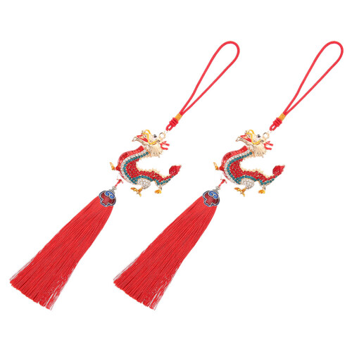 4Pièces Décoration Rétroviseur Rouge Dragon Style Chinois 1