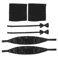 18Pcs Elegant Black Bow Tie Cummerbund Set with Handkerchief for Men