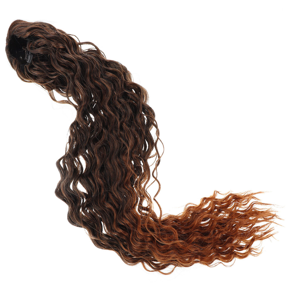 Artibetter Unisex Brown 2Pcs Curly Ponytail Synthetic Hair Extensions For Women Wig