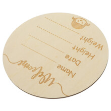 4Pcs Handmade Wooden Baby Name Signs Round Birth Announcement Decor
