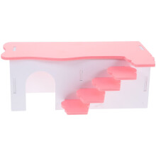 2Pcs Small Pet Nest Hamster Hideout Pink Ladder Design