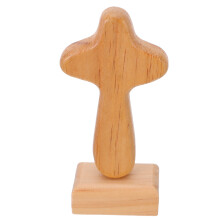 3Sets Elegant Beige Wooden Cross Statue for Christian Tabletop Display