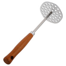 3Pcs Stainless Steel Potato Masher with Wooden Handle for Kitchen Use